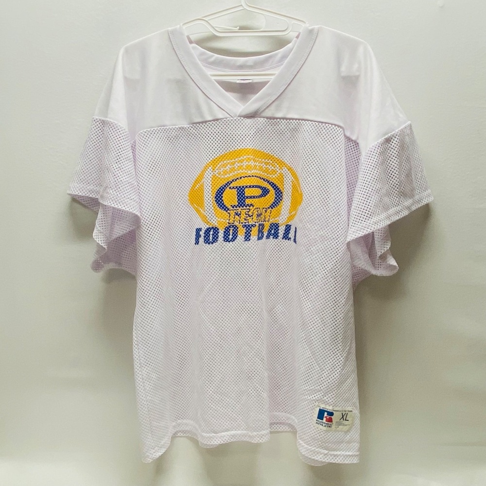 Russell Athletic P-Tech Football Jersey Men's XL White Classic Mesh Activewear